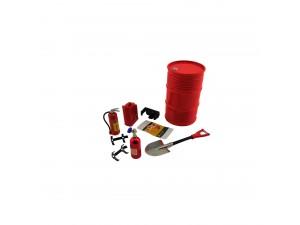 Oil Tank, Extinguisher, Nos Bottle and Shovel Set Red